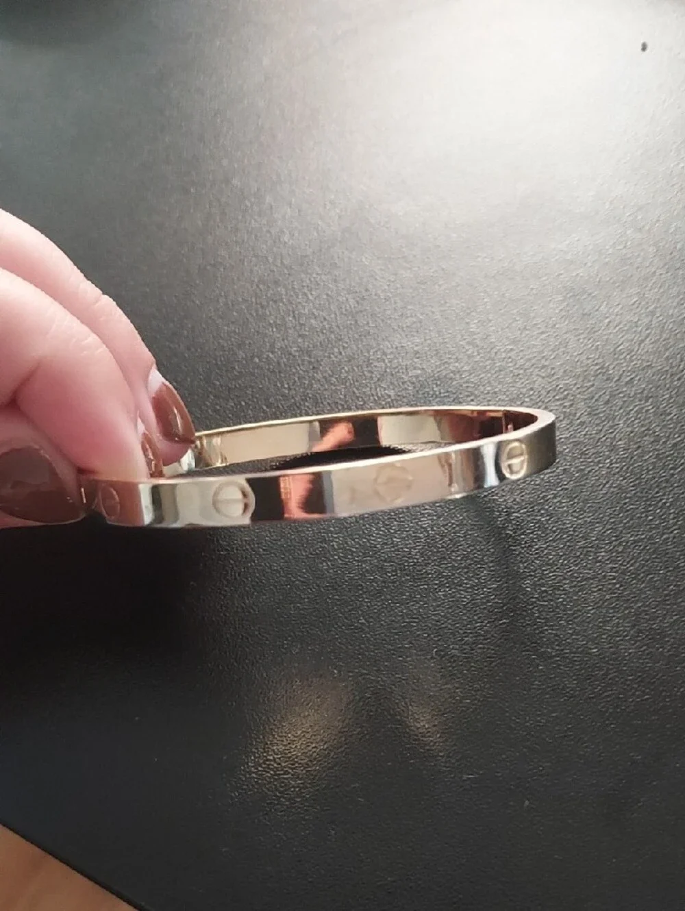 Gold Screw-Accent Cuff Bracelet